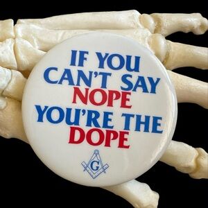 Vintage Freemason Nope to Dope Pin Brooch Vintage No To Drugs Campain Pin